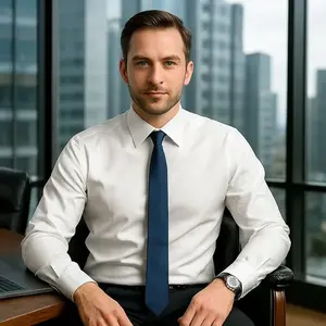 Cavechi <b>Men's</b> Anti-Wrinkle 100% Cotton Poplin <b>Dress</b> <b>Shirt</b> Stand Collar Long Sleeve Solid Color Summer Casual Formal <b>Shirt</b> ODM - Product Image 3