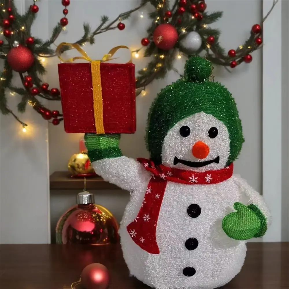 Figura navideña de muñeco de nieve de 24 pulgadas con caja de regalo, juguete de decoración navideña