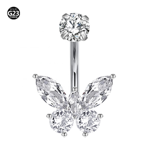 Astm F136 Titanium 14G Titanium Navel Ring Met Cz Bengelen Bloem Navel Ringen Intern Schroefdraad Navel <span class=keywords><strong>Piercing</strong></span> Sieraden - Product Image 6