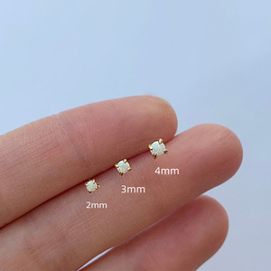 CANNER 2/3/4mm 3Pcs/Set Simple S925 Argent Sterling Classique Quatre Griffes Diamant Opale Femmes Filles Mini Boucles d'Oreilles Clous - Product Image 1