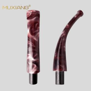 Muxiang Acrylic Pipe Mouthpiece 9mm Bent Type Coffee Pattern Reusable Smoking Pipe Accessory - Product Image 3