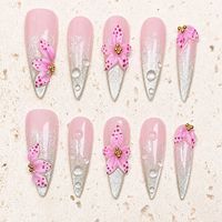 TSZS Faux Ongles Stiletto Longs de Luxe à Coller, Faits Main, Haute Qualité, Strass 3D, Réutilisables pour Manucure en Salon