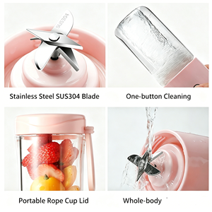 Tragbarer Mini-USB-Lade-Mixer 400ml mit 8 Klingen und Doppelbecher-Set für Haushalt, Reisen und Babynahrungsergänzung - Product Image 3
