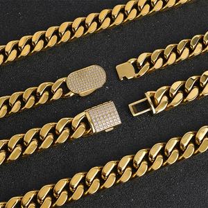 Cadena Cubana de Acero Inoxidable Chapada en Oro de 18k, Estilo Hip Hop, Resistente al Agua, Venta al por Mayor - Product Image 6