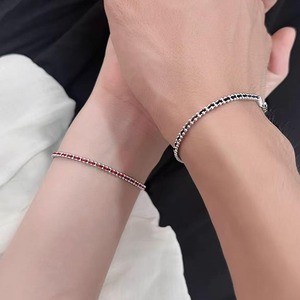 S925 Sterling Silver Couple <b>Bracelet</b> Red Black String Minimalist Design Women Jewelry Accessory - Product Image 3