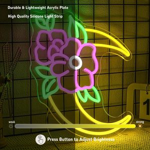 Flower Moon Letreros Neon LED dimmable USB powered ambient <b>light</b> store <b>window</b> decoration <b>light</b> street indicator <b>light</b> Customized - Product Image 3