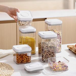 Bocaux <span class=keywords><strong>en</strong></span> plastique transparents hermétiques, contenants pour aliments secs, nourriture pour animaux de compagnie, céréales, boîtes de rangement pour la cuisine avec couvercle - Product Image 1