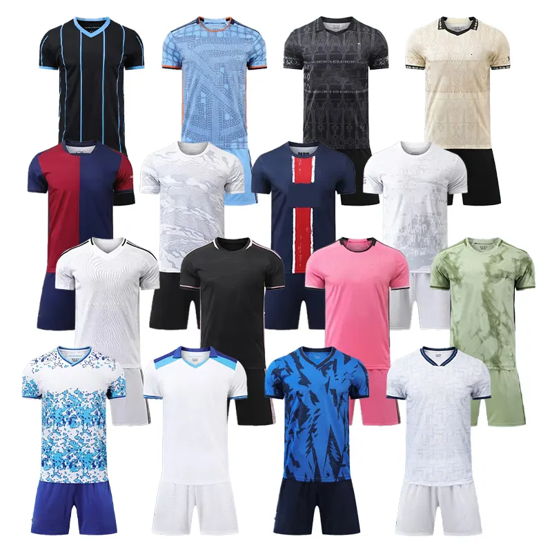 Yeni 2024 özel forması kaliteli tay pembe futbol forması seti futbol takımı ucuz hızlı kuru gömlek erkekler giymek futbol kıyafetleri
