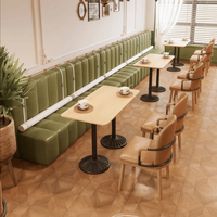 Canapé en cuir rembourré pour restaurant moderne, table à manger en bois 6 places, hôtel, café, bistrot, pâtisserie, salon