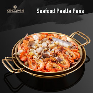 Plato antiadherente español Sartén de cocina de acero inoxidable dorado Mariscos hirviendo Sartenes de <span class=keywords><strong>paella</strong></span> de doble ASA - Product Image 3