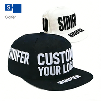 Casquette de sport tendance à 6 panneaux en toile de coton noire, avec logo brodé OEM de haute qualité, style hip-hop personnalisé, vente en gros
