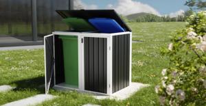 Customizable DIY Metal Trash Can <strong>Bin</strong> <strong>Storage</strong> Shed 2-3-Door Easy Assembly for <strong>Garden</strong> Backyard Park Outdoor Use Induction - Product Image 3