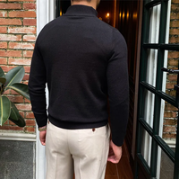 Pull en cachemire de chèvre 100% mongol surdimensionné personnalisé, tricoté, épais, avec fermeture éclair 1/4, pour homme