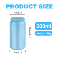 Gobelet isotherme scintillant en acier inoxydable de 16 oz, double paroi, pour sublimation, avec couvercle et paille, style bocal Mason ou canette de soda