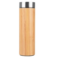 Logo personnalisé 500ml gobelet à thé en bambou isolé sous vide en acier inoxydable tasse à thé de voyage thé aux fruits infuseur bouteille pour lâche