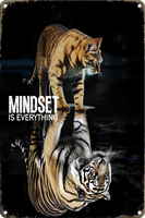 Panneaux en métal vintage en gros, Affiche 'Mindset Is Everything', Décoration murale premium, Slogan pour salon, Décoration murale en métal