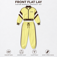 Ensemble de survêtement sport streetwear personnalisé pour femme, veste courte à col montant et fermeture éclair intégrale à manches longues, pantalon de jogging color block, deux pièces