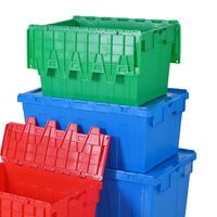Caisse en plastique de chiffre d'affaires solide recyclable antistatique en HDPE bac de stockage empilable à couvercle multi-taille pour une utilisation personnalisée par l'entreprise d'usine