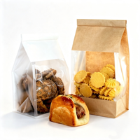 Sacs en papier kraft avec fenêtre, sacs d'emballage alimentaire pour biscuits, pain, café, en-cas, logo personnalisé