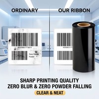 Pita Wax TTR Premium 60mmx300m untuk Printer Barcode Desktop Zebra TSC, Label Harga Eceran, Pelabelan Perhiasan