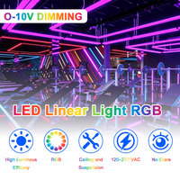 Luminaire linéaire en aluminium LED à design personnalisé, RGB multicolores, luminaire rectangulaire suspendu pour salle de sport