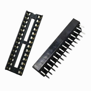 2,54 conector do mergulho da fileira 2,54 dobro do Pin do soquete 28 do SIP com terminal liso através do furo para encabeçamento do adaptador do PWB dos CI - Product Image 1
