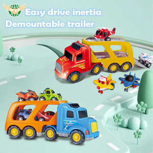 <span class=keywords><strong>Camion</strong></span> jouet d'ingénierie électrique <span class=keywords><strong>camion</strong></span> remorque à friction de grande taille avec lumière et son et 4 petites voitures à roues libres - Product Image 5