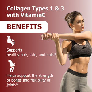 Comprimés de collagène types 1 et 3 OEM ODM avec protéines et vitamine C pour soutenir la force des os, la flexibilité des articulations, la santé des cheveux, de la peau et des ongles - Product Image 3