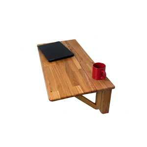 Table pliante murale en bois avec support pour ordinateur portable et tasse, design simple pour l'étude ou le travail - Product Image 1