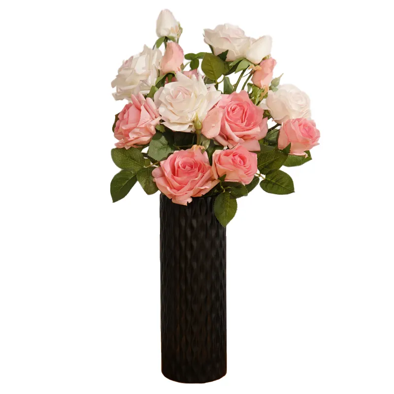 Высокое качество, 3 головки, настоящая сенсорная Роза, Лидер продаж, искусственные декоративные цветы, Пластиковые Латексные Fleur Artificielle