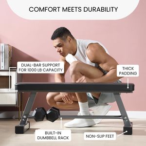 CZFIT <b>Strength</b> <b>Training</b> Weight Bench Steel Frame Flat Bench with Dumbbell Storage Workout Fitness Stool for Full Body Exercise - Product Image 5