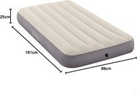 INTEX 64101 DURA-BEAM Serie Einzel-Luftbett Weiß PVC-Beflockung 1 Jahr Garantie 99cmX191cmX25cm Aufblasbar 99cm X