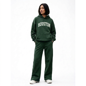 Custom Oversize Women's Sweatshirt Fleece Terry Cotton Loungewear <b>Set</b> Women Logo Puff Printing Hoodies Sweatshirt Pants <b>Set</b> - Product Image 1