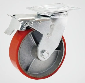 Rueda Giratoria de Poliuretano Roja de Alta Resistencia de 6 Pulgadas, 250-450 kg, Grosor de 5.5 mm, Rueda Sólida para Carretilla - Product Image 2