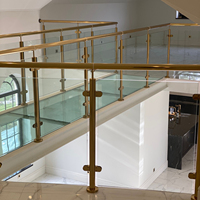 Balustrade et main courantes modernes en acier inoxydable doré, résistantes à la rouille, pour escalier, balcon, garde-corps en verre avec hauteur personnalisable