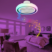 Ventilateurs de plafond LED intelligents modernes avec lumière, à montage encastré, pour chambre à coucher, avec haut-parleur musical, contrôle par application, couleurs RGB, intensité variable, moteur DC Tuya