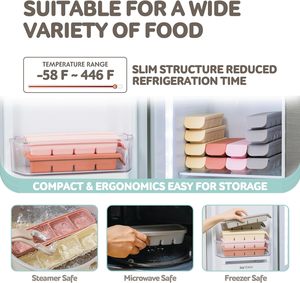 Bac de congélation en silicone pour bébé et tout-petit, pour aliments, fruits, légumes, purées, avec couvercles - Product Image 4
