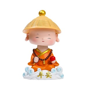 Figuras de Monjes de Resina, Decoración de Dibujos Animados, Adorno para el Hogar o el Automóvil, Regalo Artístico de Paz, Suerte y Calma - Product Image 5