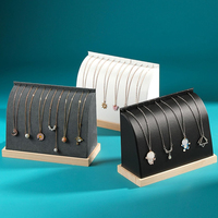 FF2398 bijouterie magasins affichage photographie accessoires chaîne porte-collier velours PU cuir organisateur bois collier présentoir