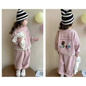Set Maglione con Stampa Animalier per Ragazze, Stile Principessa Chic Occidentale, Casual Primavera/Autunno, Due Pezzi, Manica Lunga, Cotone/Poliestere - Product Image 2