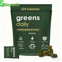 Gummies Supergreens OEM avec épinards, brocoli, moringa, complément alimentaire, gummies verts quotidiens