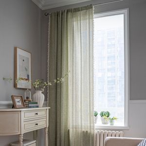 Bubaba Style campagnard vert chambre <span class=keywords><strong>rideau</strong></span> <span class=keywords><strong>baie</strong></span> vitrée rayé rideaux brodés - Product Image 2