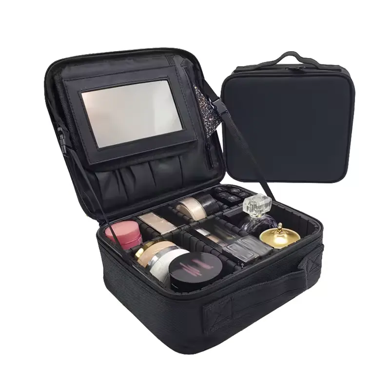 Trousse de maquillage de voyage Cosmétique Train Case Organizer Portable Artist Storage Makeup Bag avec diviseurs réglables