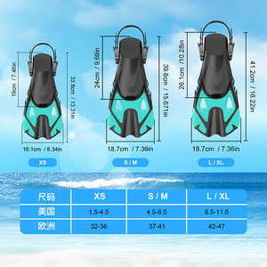 Adjustable Open Heel Swim Fins TPEPP Material For Snorkeling And Swimming Training Blue Green Color - Product Image 2