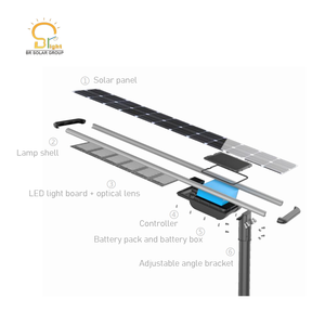 BR SOLAR <span class=keywords><strong>Haut</strong></span> <span class=keywords><strong>de</strong></span> <span class=keywords><strong>gamme</strong></span> 40w 50w 60w 80w Lampadaire <span class=keywords><strong>solaire</strong></span> LED tout-en-un pour jardin et route pour les zones résidentielles - Product Image 3