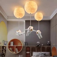 Lampe LED 3D Astronaute de Dessin Animé, Pendentif Lune, Style Crème, pour Chambre d'Enfant, Alimentation CA, IP44