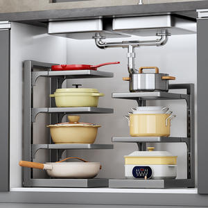 Famoso soporte de almacenamiento de ollas de cocina comercial de acero inoxidable, estante de almacenamiento, fregadero inferior, armario, estante de almacenamiento para ollas - Product Image 2