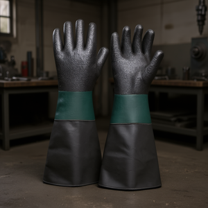 Fervi <b>PVC</b> Work <b>Gloves</b> Long Cuff Heavy Duty Protection For Industrial Use - Product Image 3