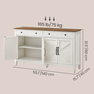 <span class=keywords><strong>VASAGLE</strong></span> Colección LIRY, Mueble <span class=keywords><strong>de</strong></span> Estilo Rústico con Cajones, Mueble <span class=keywords><strong>de</strong></span> <span class=keywords><strong>Almacenamiento</strong></span> con Puertas y Estante Ajustable - Product Image 2