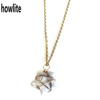 Nouveau design enroulement fil de cuivre étoile forme pierre précieuse pendentif collier guérison cristal énergie Reiki collier pour femmes cadeau